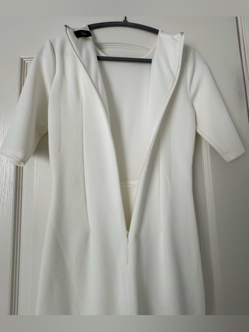 Lulu's Ivory Short-Sleeve Draped Sheath Mini Dress - Like New Worn x1 - Picture 3 of 8